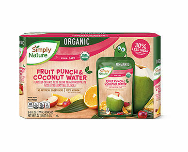 Simply Nature Organic Coconut Water Pouches Assorted varieties