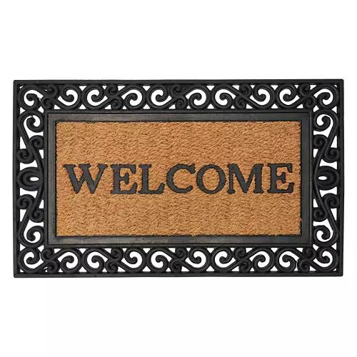 18" X 30" Rectangle Shaped Rubber Gate Coir Mat - Welcome