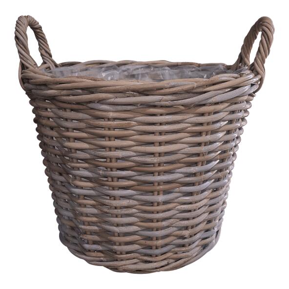 BELAVI(R) 				Rattan-Blumentopf mit Griffen