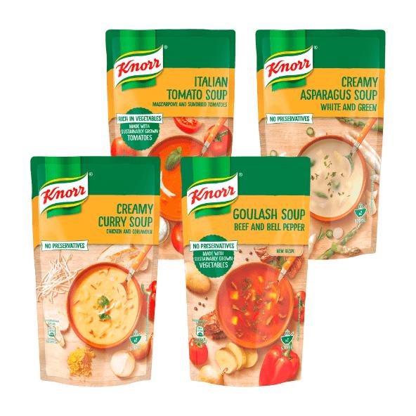 Tomat-, asparges-, karry- eller gullaschsuppe