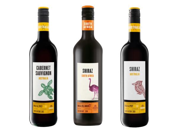 Australia Cabernet Sauvignon, South Africa Shiraz, or Australia Shiraz