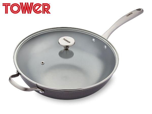 Tower 32cm Cast Iron Wok