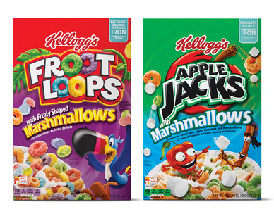 Kellogg's Froot Loops With Fruity Shaped Marshmallows or Apple Jacks With Marshmallows