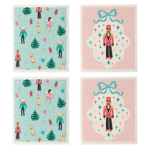 4 Pack Swedish Dish Cloths - Nutcracker