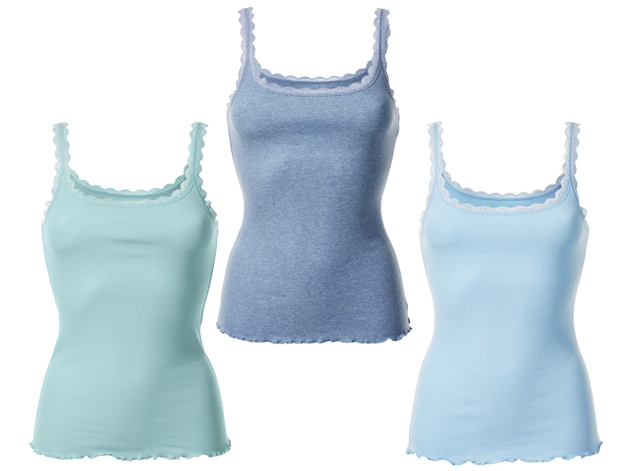 Ladies' Ribbed Vest Tops, 3 pieces