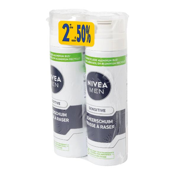 NIVEA(R) 				Mousse de rasage pour hommes, 2 pcs