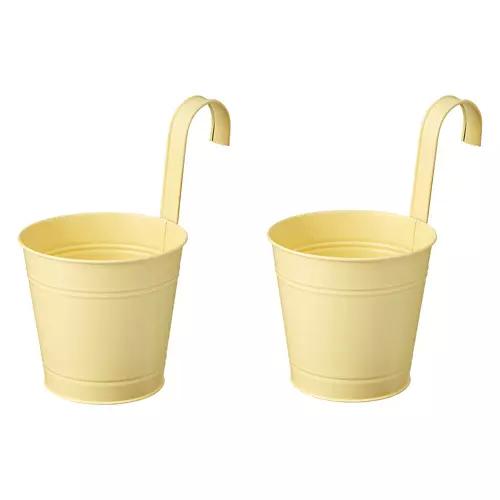 2 Pack Metal Hanging Pots, Yellow