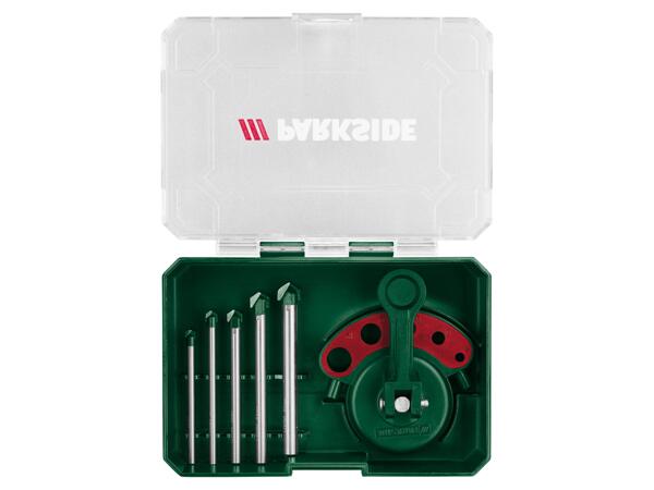 Glass & Tile Drill Bit Set with Drill Guide, 6 pieces