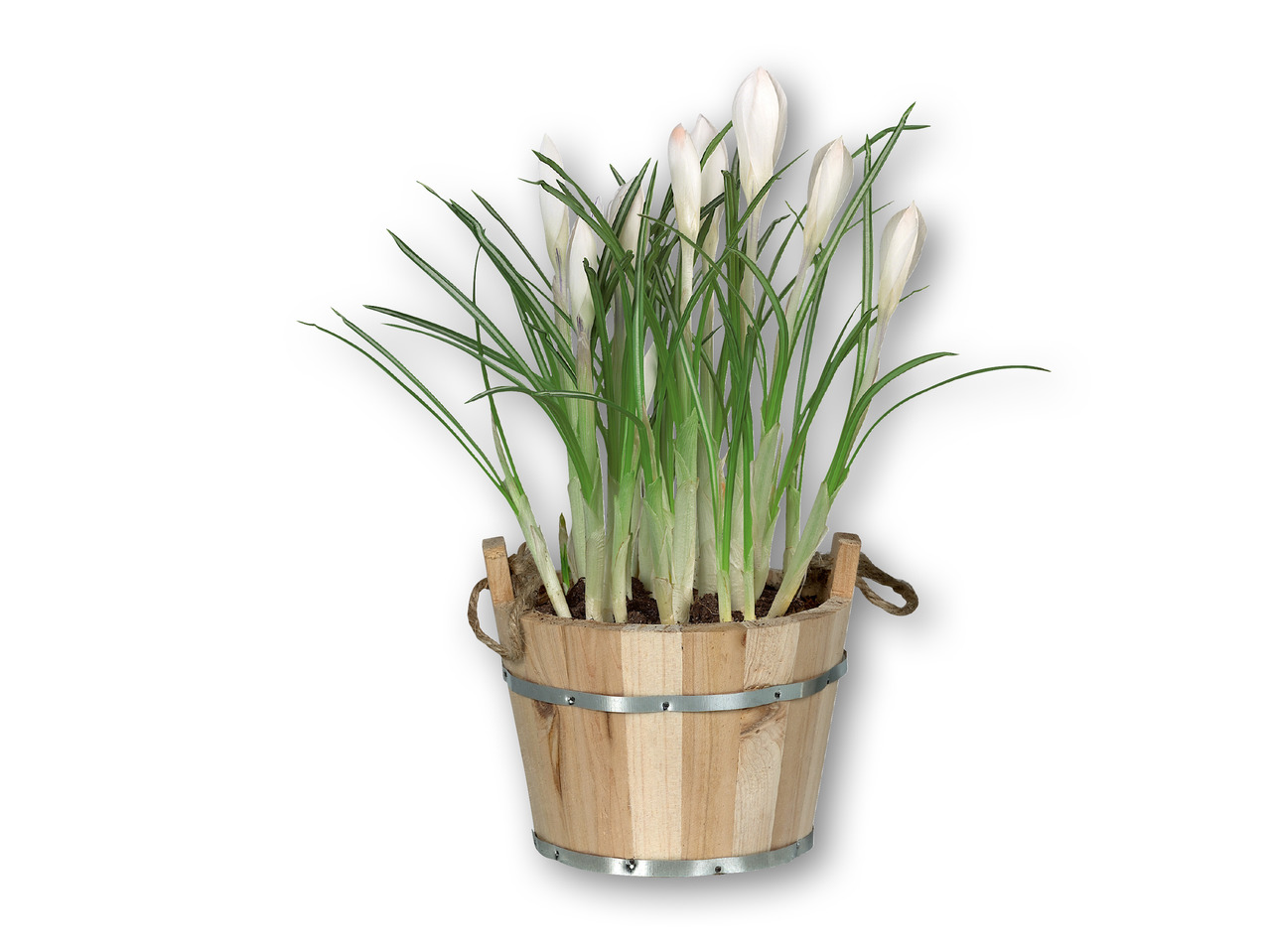 Blomstermiks i træspand