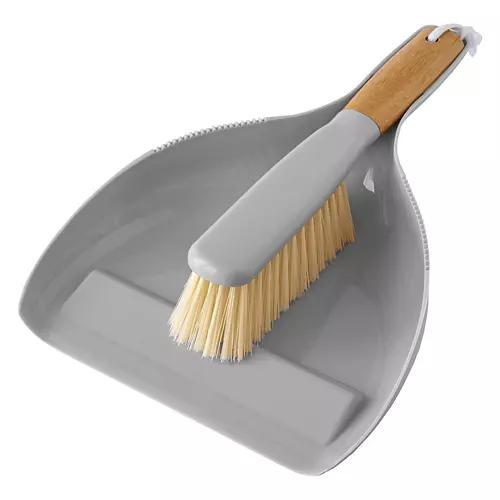 Premium Dustpan and Brush Set, Grey
