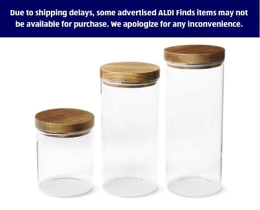 Crofton Glass Canister Set with Acacia Lids - Aldi - US - Specials archive