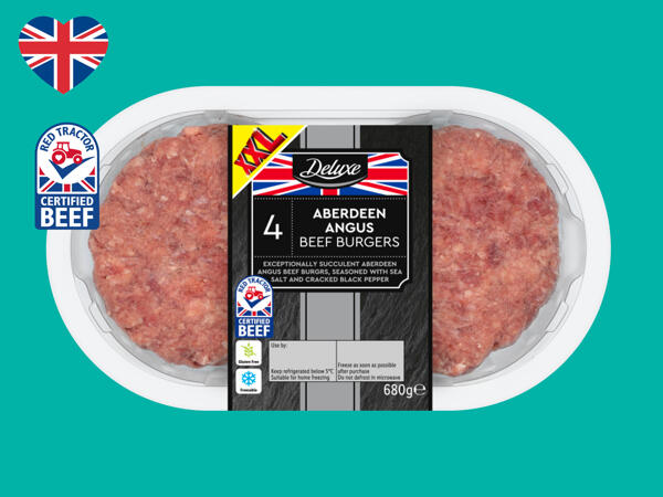 Deluxe 4 Aberdeen Angus British Beef Steak Burgers