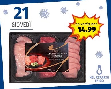 Fondue Chinoise fresca pollo/manzo/maiale GOURMET