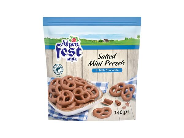 ALPENFEST Slané preclíky v čokoládové polevě