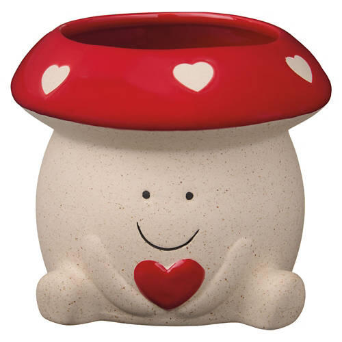 Valentine's Day Ceramic Mushroom Shaped Planter