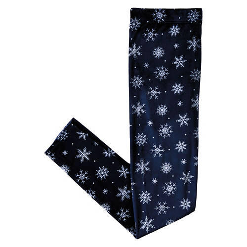 Ladies Holiday Ultra Plush Leggings - Navy Printed, M