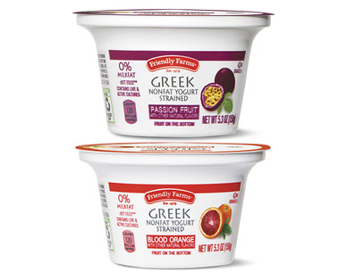Friendly Farms Passion Fruit or Blood Orange Greek Yogurt