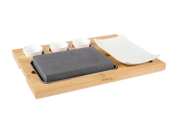 Set pierrade en pierre de lave, 7 pièces