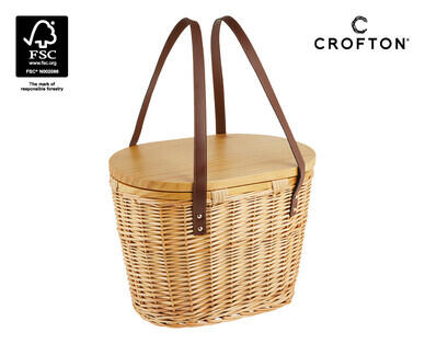 Picnic Cooler Basket with Wooden Lid
