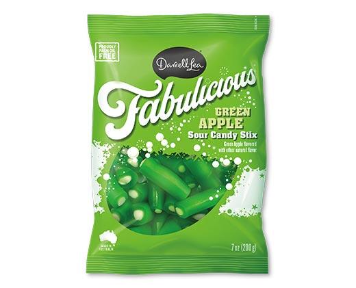 Darrell Lea Fabulicious Sour Candy Stix Raspberry or Green Apple