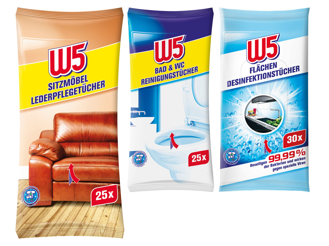 W5 Feuchte Reinigungstücher