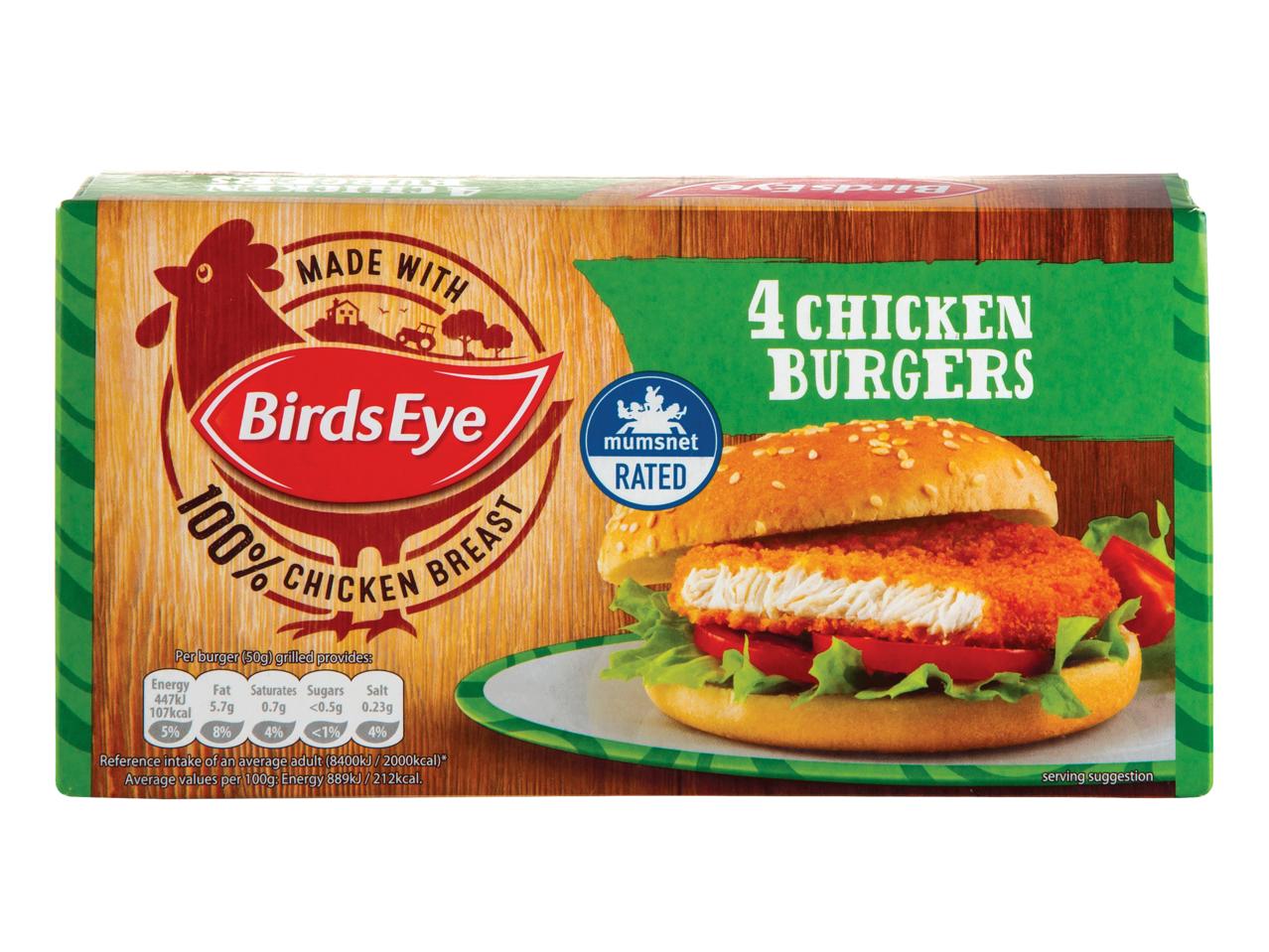 BIRDS EYE 4 Chicken Burgers