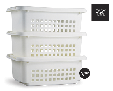 STACKABLE STORAGE BASKETS 3PK