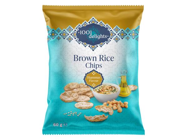 Brown Rice Chips with Hummus