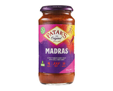 Patak's Madras or Tikka Massala Simmer Sauces 450g