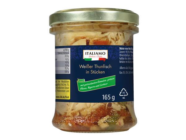 Weißer Thunfisch in Stücken