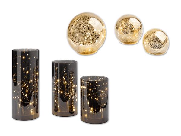 LED-Glasdeko-Set, 3-teilig