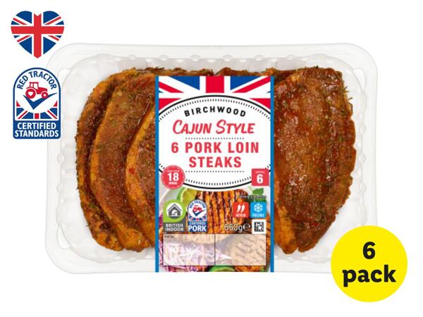 Birchwood 6 Cajun Style British Pork Loin Steaks 660g