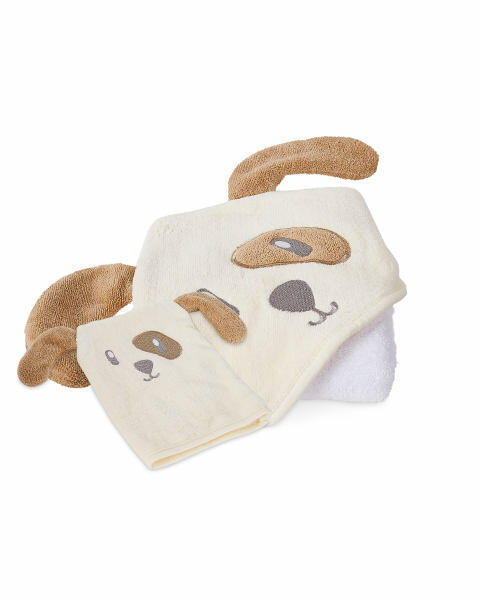 Dog Hooded Baby Towel & Wash Mitt