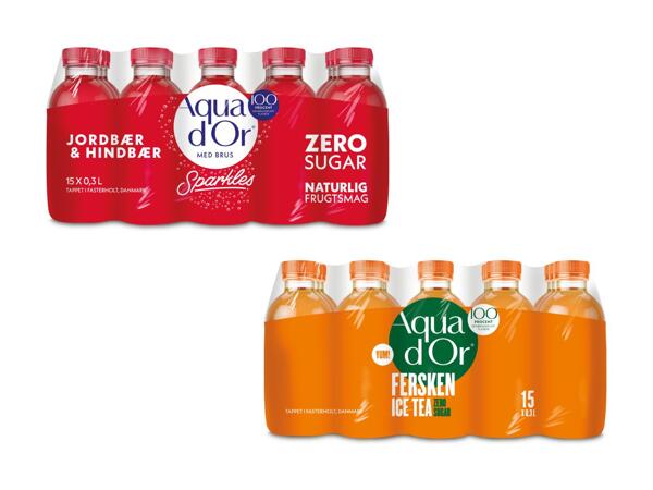 Aqua d‘Or jordbær/​hindbær eller fersken ice tea