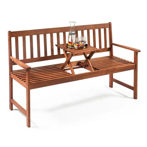 BELAVI Gartenbank mit aufklappbarem Tisch, 813234