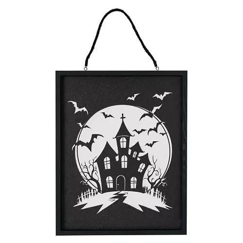 Halloween Reversible Wall Sign - Haunted Home