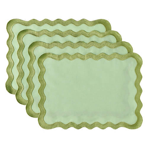 4 Pack Placemats - Green Scallop