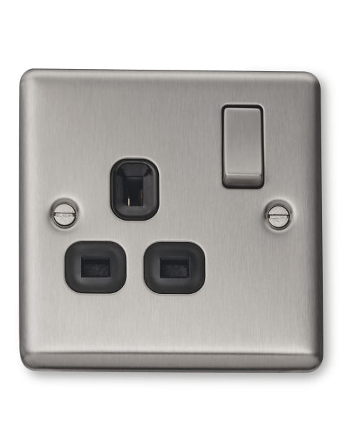 Bushed Steel Single 13A Socket