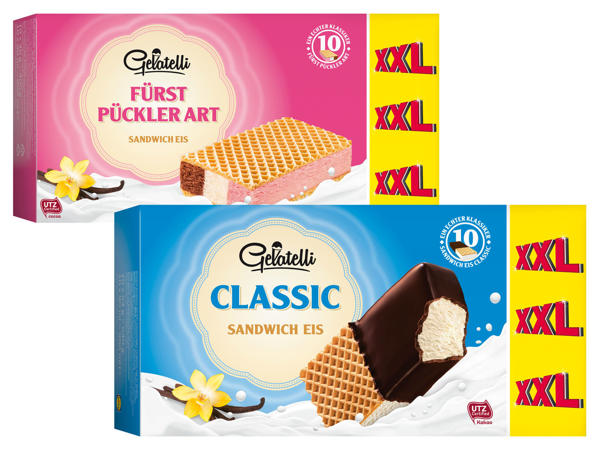 GELATELLI Waffel-Sandwich-Eis 10x 90 ml