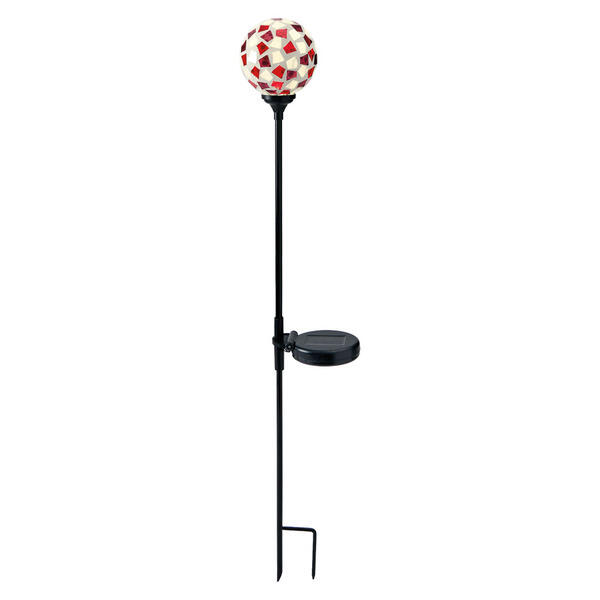 Belavi Red & White Mosaic Solar Garden Stake