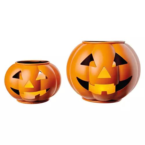 2 Pack LED Metal Jack O Lanterns, Orange