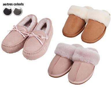 PANTOUFLES EN FOURRURE D'AGNEAU POUR FEMMES/HOMMES