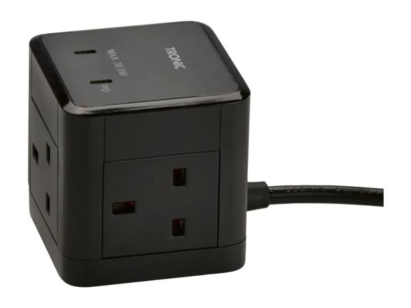 Tronic Black Socket Cube With USB Ports