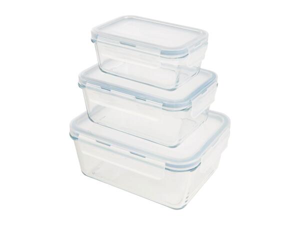 Livarno Home Rectangular Glass Food Storage Containers - 3 Piece Set