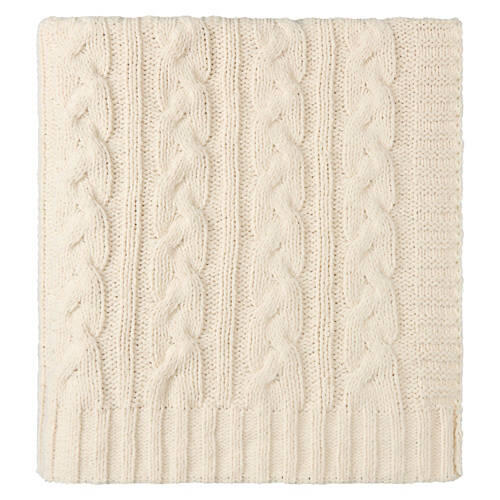 50" x 60" Soft Cable Knit Throw, Cream
