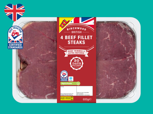Birchwood 4 British Beef 30-Day Matured Fillet Steaks