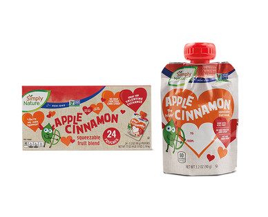Simply Nature Apple Cinnamon or Unsweetened Valentine Squeezies