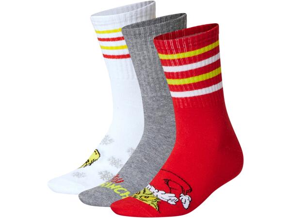 Men's or Ladies' Socks, 3 Pairs "Grinch"