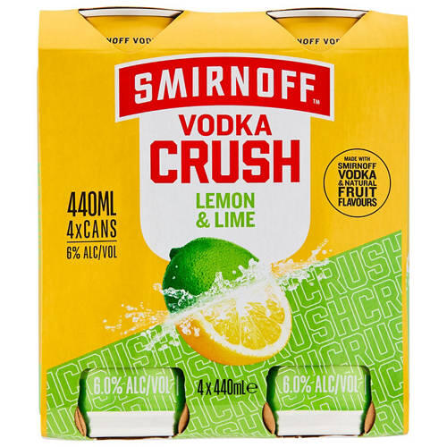 Vodka Crush Lemon & Lime 4 Pack 440ml
