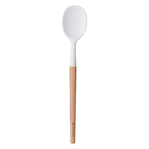 Beechwood & Silicone Solid Spoon, White